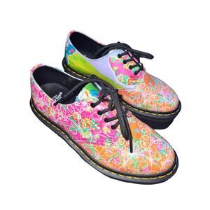 Dr. Martens Smiths Daze Floral Roses Psychedelic Pink Shoes Women's - Sz 7 - O1
